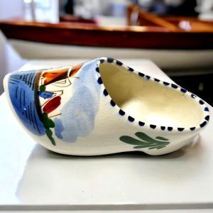 Rare Delft Colorful Clog #102 Hand Painted Holland Scene/Signed Ceramic Shoe